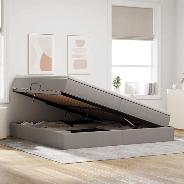 vidaXL Легло с място за съхранение и матрак Таупе 200 x 200 cm