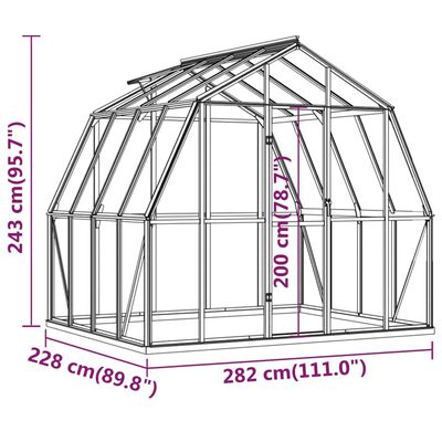 vidaXL Оранжерия с опорна рамка, антрацит, 6,43 м², алуминий