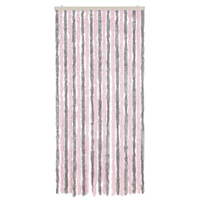 vidaXL Ресни за врата против мухи, сиво и розово, 56x185 см, шенил