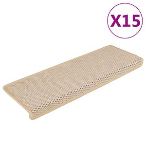 vidaXL Самозалепващи стелки за стълби вид сизал 15бр 65x21x4см Berber