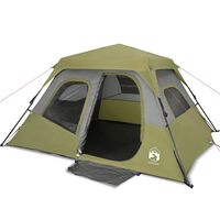 vidaXL Къмпинг палатка за 6 души, зелена, водоустойчива