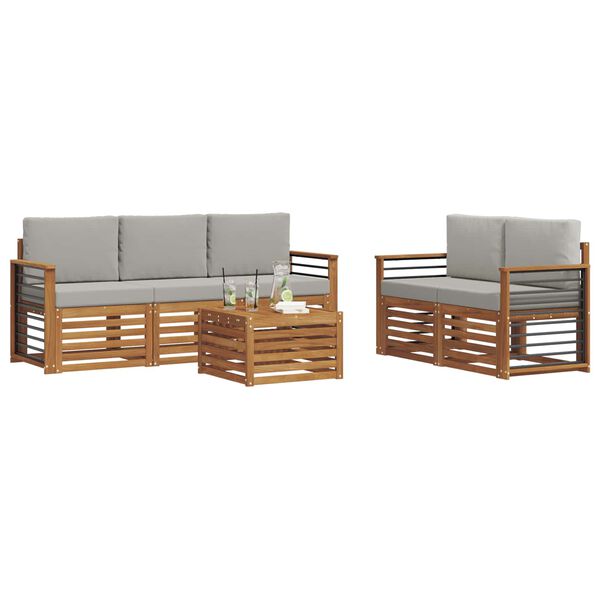 vidaXL Комплекти дивани с възглавница 6 pcs Естествено и светло сиво