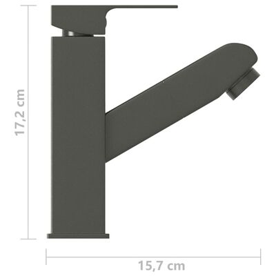 vidaXL Смесител за баня с функция за издърпване, сив, 157x172 мм