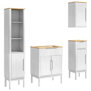 vidaXL Комплект мебели за баня FLORO 4 бр. Бяло 35 х 30 х 160 см