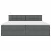 vidaXL Легло с място за съхранение и матрак Тъмен сив 200 x 200 cm