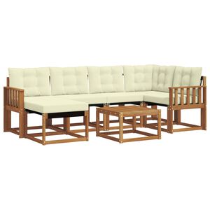 vidaXL Комплект дивани за открито 7 pcs Натурален и Крема