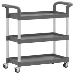 vidaXL Количка на 3 нива, сива, 77x34x72 см, алуминий