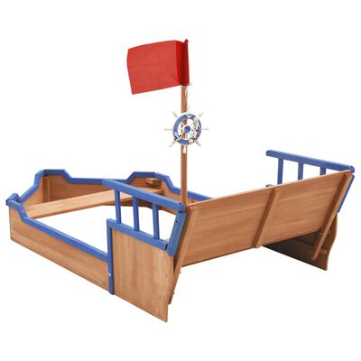 vidaXL Пясъчник пиратски кораб, чам, 190x94,5x101 см