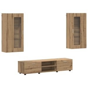 vidaXL Комплект ТВ шкаф с чекмедже FLORIN 3 pcs Дъб Инженерно дърво