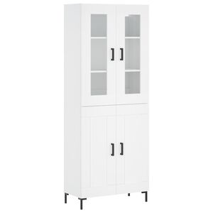 vidaXL Висок шкаф, бял, 69,5x34x180 см, инженерно дърво