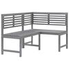 vidaXL Градинска ъглова пейка, сива, 140 cм, акация масив