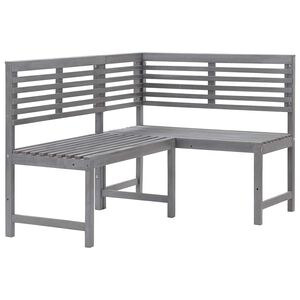 vidaXL Градинска ъглова пейка, сива, 140 cм, акация масив