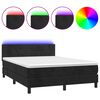 vidaXL Боксспринг легло с матрак и LED, черно, 140x200 см, кадифе