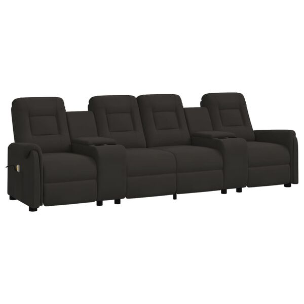 vidaXL 4-местен масажен реклайнер с държачи за чаши, черен