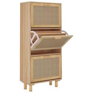 vidaXL Шкаф за обувки кафяв 52x25x115 см инженерно дърво и ратан