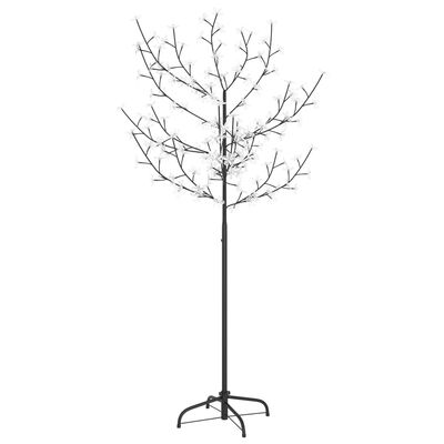 vidaXL Коледно дърво, 120 LED студено бeли, разцъфнала череша, 150 см