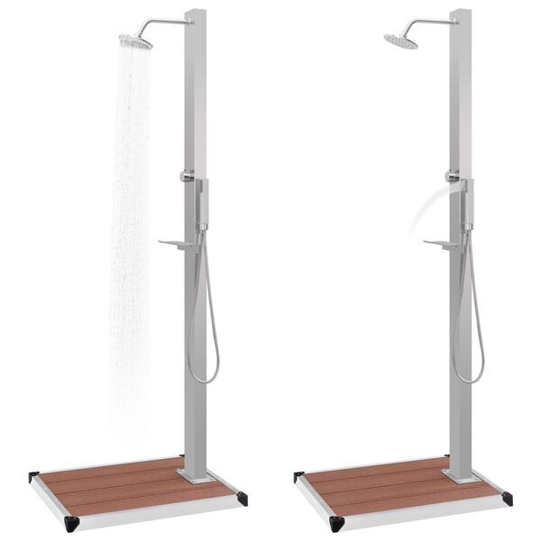 vidaXL Градински душ с корито, WPC, неръждаема стомана