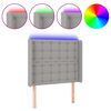 vidaXL LED горна табла за легло, светлосива, 83x16x118/128 см, плат