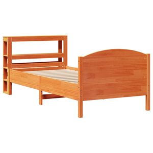 vidaXL Рамка за легло без матрак, восъчнокафяв, 75x190 см, бор масив