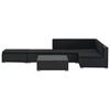 vidaXL Градински комплект с възглавници, 6 части, полиратан, черен