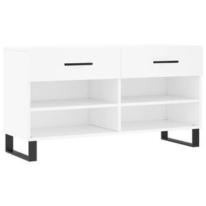 vidaXL Пейка за обувки, бяла, 102x35x55 см, инженерно дърво