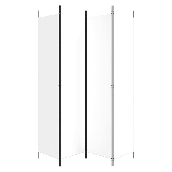 vidaXL Параван за стая, 4 панела, бял, 200x220 см, текстил