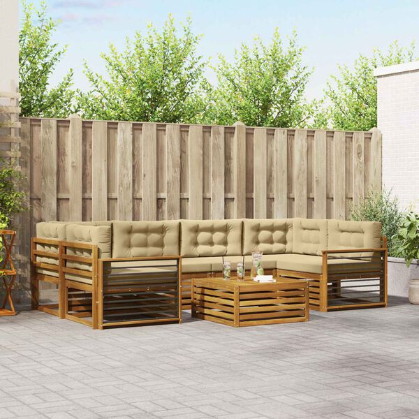 vidaXL Комплект дивани за открито 8 pcs Натурален и Бежов