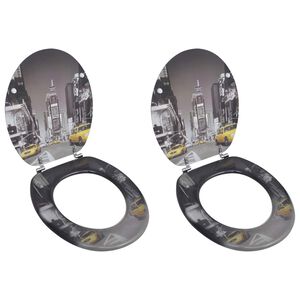 vidaXL Тоалетни седалки с капаци, 2 бр, МДФ, Ню Йорк