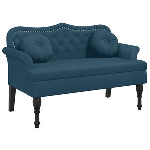 vidaXL Пейка с възглавници, синя, 120,5x65x75 см, кадифе