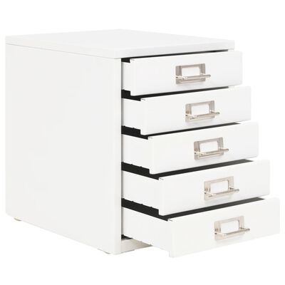vidaXL Шкаф картотека с 5 чекмеджета, метален, 28x35x35 см, бял