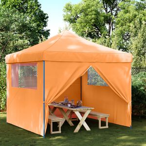 vidaXL Сгъваема парти шатра pop-up с 4 странични стени оранжева