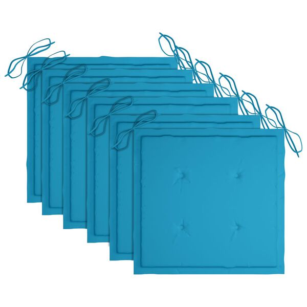 vidaXL Сгъваеми градински столове, 6 бр, с възглавници, акация масив