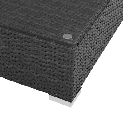 vidaXL Градински комплект с възглавници, 7 части, полиратан, черен