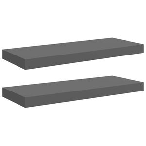 vidaXL Окачени стенни рафтове, 2 бр, сив гланц, 60x23,5x3,8 см, МДФ