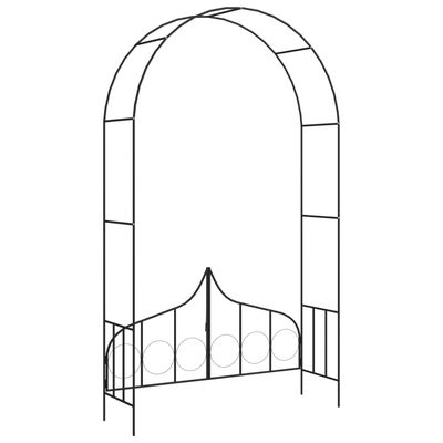 vidaXL Градинска арка с порта, черна, 138x40x238 см, желязо