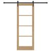 vidaXL Преплъзваща се врата Естествено и черно 78 x 211 см