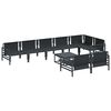 vidaXL Градински Софа Комплект с възглавница 9 pcs Черно Стомана
