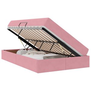 vidaXL Легло с място за съхранение и матрак Розово 120 x 200 cm Кадифе