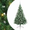 vidaXL Изкуствена коледна елха с подсветка Зелен 180 cm ПВЦ