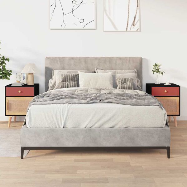 vidaXL Нощни шкафчета, 2 бр, черни, 40x30x55 см, инженерно дърво