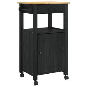 vidaXL Кухненска количка MONZA Черен 48 x 40 x 88,5 см Солиден бор