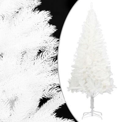 vidaXL Изкуствено коледно дърво, реалистични иглички, бяло, 240 см
