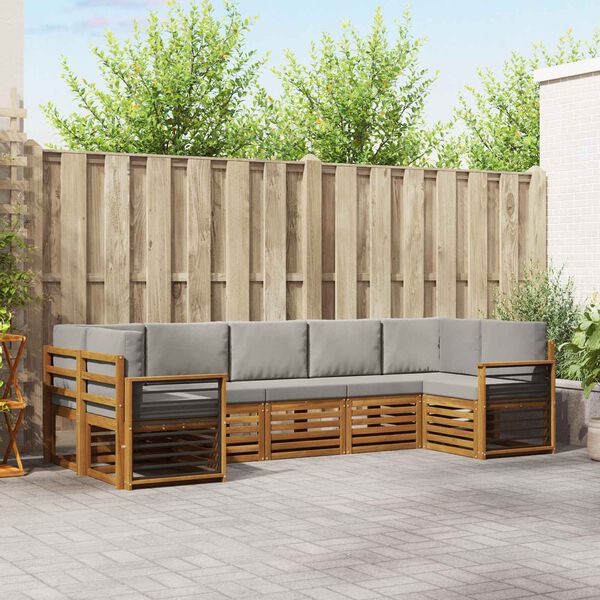 vidaXL Комплект секционен диван 7 pcs Естествено и светло сиво