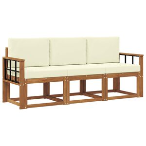 vidaXL Комплект дивани за открито 3 pcs Натурален и Крема