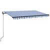 vidaXL Прибираща се тента Синьо и бяло 300 x 250 cm Полиестер