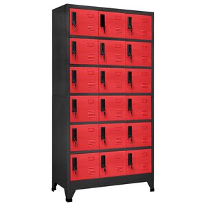 vidaXL Заключващ се шкаф, антрацит и червено, 90x40x180 см, стомана