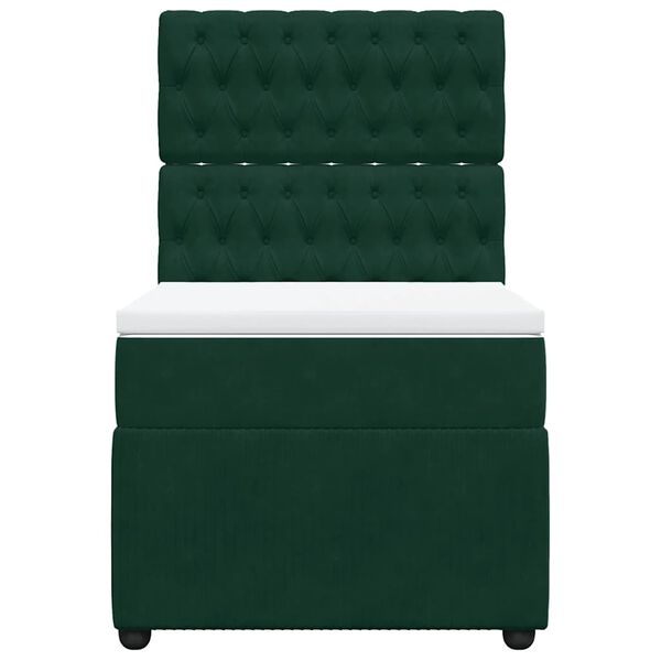 vidaXL Боксспринг легло с матрак, тъмнозелено, 100x200 см, кадифе