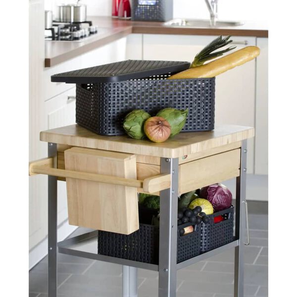 Curver Кутия за съхранение с капак "Style" M 18 л сребрист металик