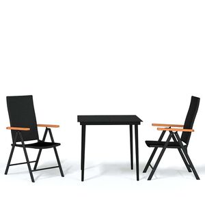 vidaXL Градински трапезен комплект, 3 части, черен