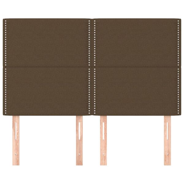 vidaXL Табла за легло, тъмнокафява, 144x5x118/128 см, плат